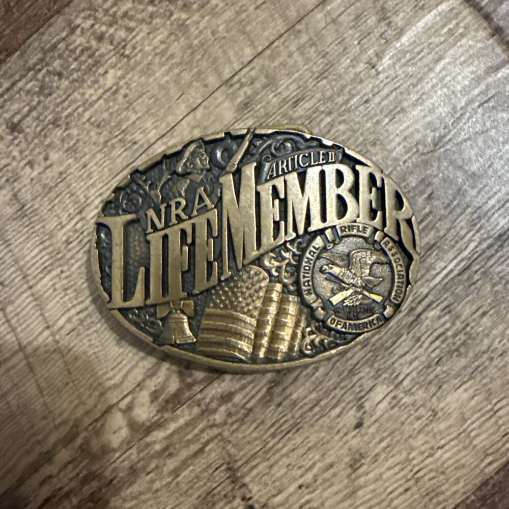 NRA National Rifle Association LIFE MEMBER 2nd Amendment NORMAN CO. Belt Buckle